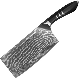 狂鲨德国进口大马士革钢菜刀家用锋利厨师专用砍骨切肉片刀具厨房
