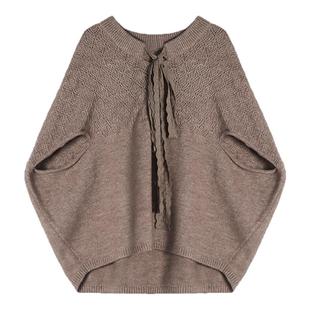 贰羊设计【驼帏】氛围感复古斗篷外套女冬宽松慵懒千金风套头毛衣