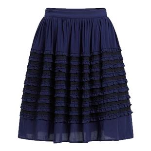 cheap art label 藏青色多层蕾丝花边口袋半身裙女2026春季新款