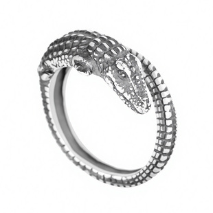 银の曼925银戒指男款复古做旧鳄鱼街头开口可调节男士纯银指环