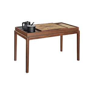 即品2025新款高端阳台岩板茶桌新中式烧水壶一体嵌入式乌金木茶台