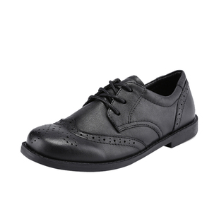 男童黑色牛皮小皮鞋英伦风女童学生中大童绑带真皮儿童演出礼服鞋