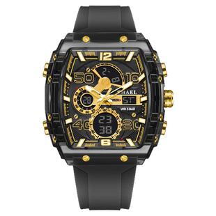 酒桶形多功能户外训练运动初高中学生双显电子表青少年防水手表男