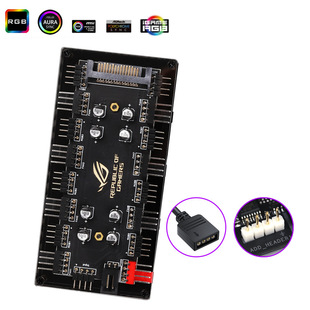 ARGB风扇5V3针12V4针RGB PWM温控调速集线器神光同步AURA主板灯带