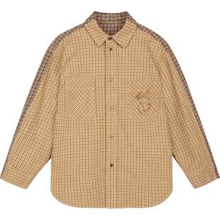 [新款]蓬马大童衬衫全棉格纹拼接25秋装男女儿童pomme de terre