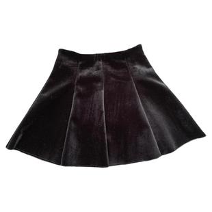 适合胯大黑色金丝绒半身裙女秋冬大码高腰防走光蓬蓬a字短裙伞裙