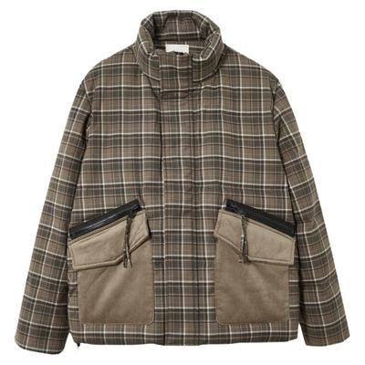 流石男装高端短款立领格子羽绒服