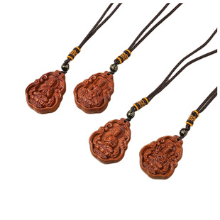 桃木护身符男女马本命佛挂件驱本命年十二生肖大势普贤吊坠保平安