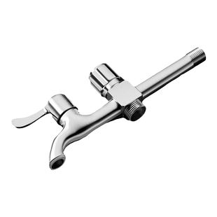 双头加长洗衣机水龙头一进二出不锈钢一分二双龙头双控洗车拖把池