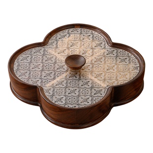 中式实木干果盒家用客厅分格零食盘茶几摆放托盘高档过年糖果盘