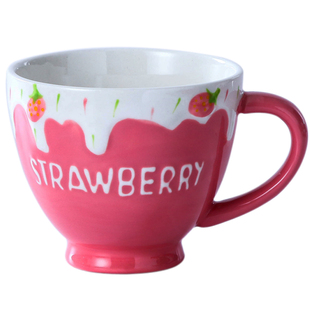 草莓可爱ins陶瓷早餐杯家用马克杯水杯牛奶杯燕麦咖啡杯下午茶杯