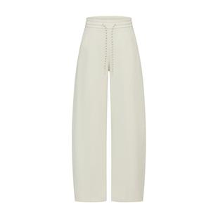 SIINSIIN弯刀卫裤2025新款女冬加绒垂感长裤运动休闲加厚裤子白色