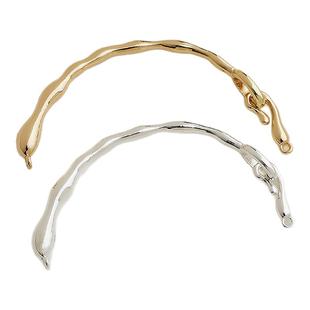 14K包金保色光面树枝半圈手镯双环不规则连接弯管diy手链配饰品