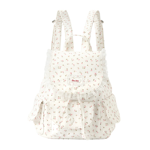 畹町春日花语双肩包甜美碎花少女帆布包小清新高颜值大容量包包