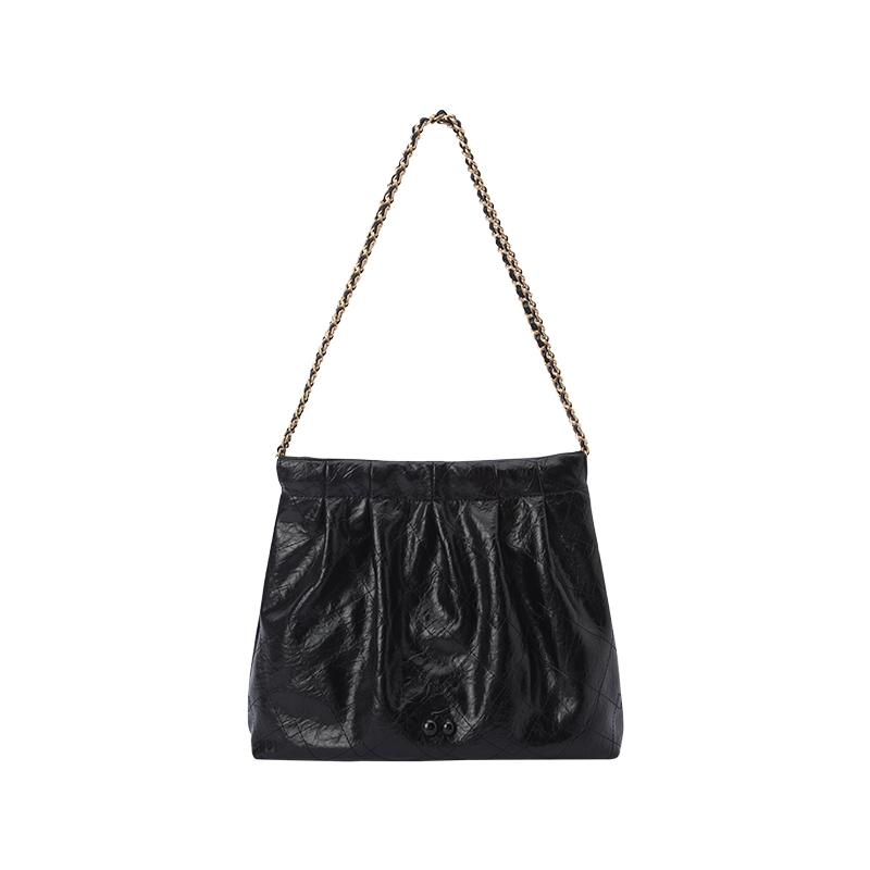 森马包包单肩包女垃圾袋托特包设计感褶皱菱格链条包大容量手提包