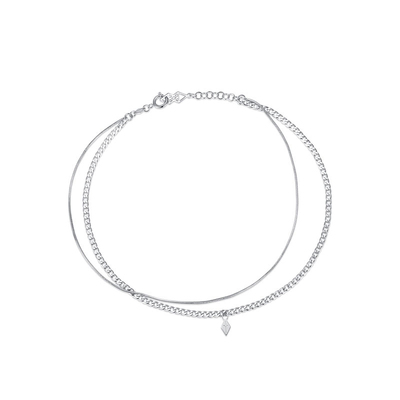 KLINKLIN原创双层菱形夏季男女甜酷项链叠戴小众设计高级感锁骨链