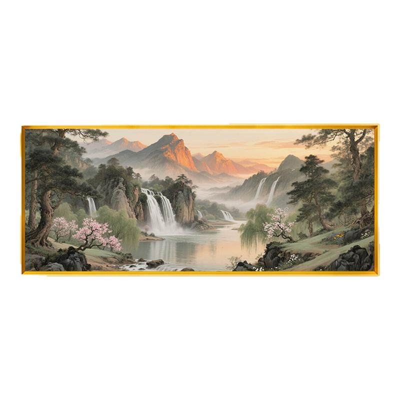 江山如画十字绣2026新款线绣客厅聚宝盆风景山水画大幅满绣高级感