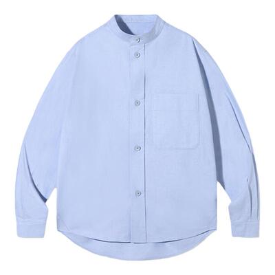 PSO Brand男装女装185克纯棉精梳牛津纺日系学院风立领长袖衬衫秋