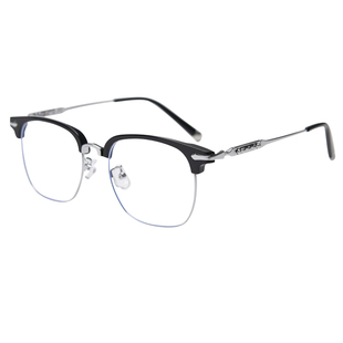 斯文败类黑色半框眼镜男近视可配度数防蓝光镜片高级感大脸眼睛架