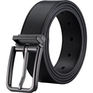 海澜之家针扣皮带男士新款加长胖大码真皮腰带品牌140cm牛皮裤带