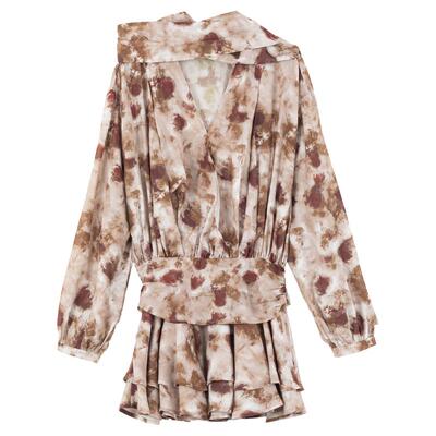 KEIKO法式茶歇雪纺百褶连衣裙