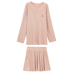 Turn Signal潮牌休闲运动套装女2026新款长袖T恤+半身裙裤两件套