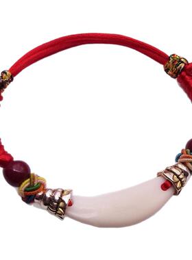 真黑狗牙手链女男金刚结脚链