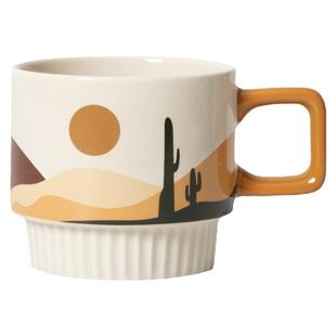 原创复古条纹马克杯陶瓷水杯男女生挂耳咖啡杯早餐杯ins风牛奶杯