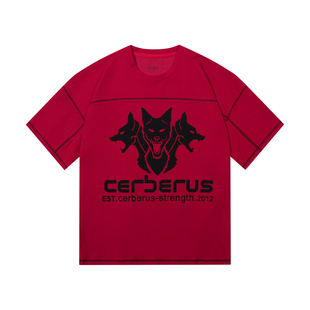 Cerberus夏季新款训练健美健身欧美复古粗犷裁剪盖世透气短袖新款