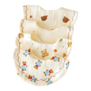 口水巾婴儿A类纯棉纱布围兜初生男女宝宝0-2岁圆形新生儿秋冬围嘴