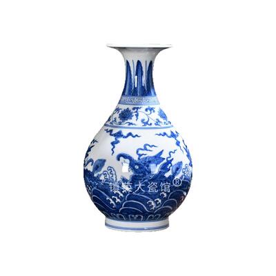 景德镇陶瓷花瓶柴窑青花收藏摆件