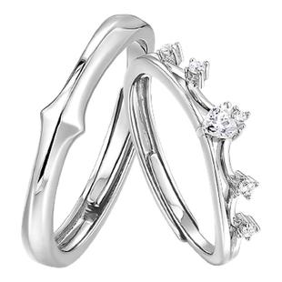 【可刻字】卡蒂罗公主与骑士情侣对戒纯银一对925银戒指结婚小众