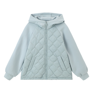 布丁哈鲁童装冬装女童洋气上衣2026秋冬新款儿童连帽夹棉外套