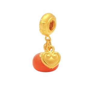 新航黄金转运珠足金3D硬金珐琅心想事成柿子吊坠小配件挂坠女礼物