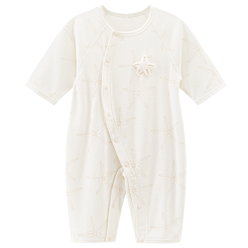 乖奇熊婴幼儿莫代尔连体哈衣春夏季薄款睡衣宝宝七分袖空调服春秋