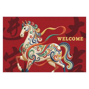 马年新款入户门地垫2026高级感门垫喜庆红门口地毯免洗脚垫可裁剪