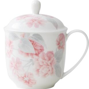 华光国瓷中式骨瓷盖杯水杯茶杯 带盖办公杯会议杯泡茶杯 浪漫晨曦