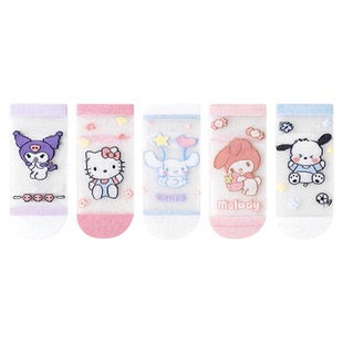 三丽鸥女童袜子夏薄款网眼卡丝女孩夏天透气网眼袜儿童春夏冰丝袜