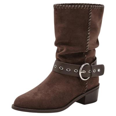 星期六尖头堆堆靴复古西部牛仔靴