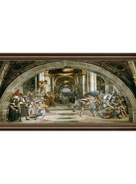 拉斐尔世界名画客厅装饰画美式沙发背景墙挂画欧式古典建筑油画