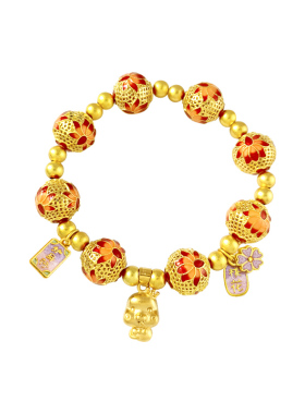 颜淡女款古法金工艺国风生肖手串