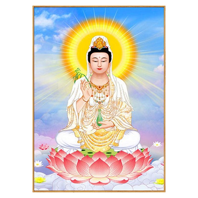 坐莲观音菩萨钻石画满钻观音赐福