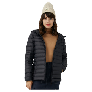 波顿2025秋冬季新款连帽女士轻薄白鸭绒羽绒服显瘦高端保暖上衣
