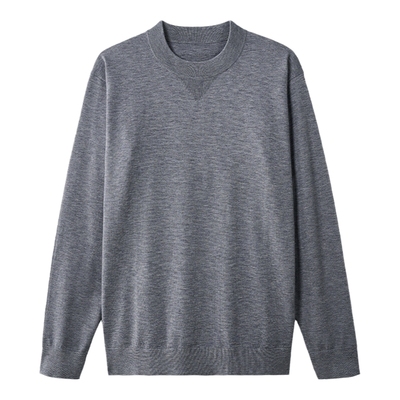 【可机洗】吉约蒙毛衣男长袖圆领含羊毛衫休闲灰色春秋打底针织衫
