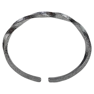 原创设计S999纯银情侣手镯手工锤纹定制莫比乌斯小众男款开口手环