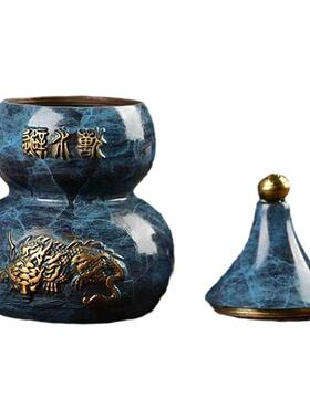 纯铜避水兽瓶子荷花净秽化污为财