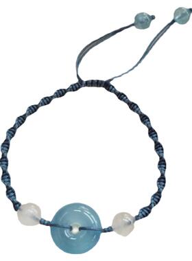 原创设计风平安扣防水逆海蓝宝