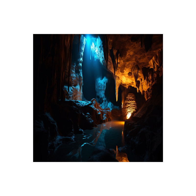 鱼缸背景贴纸洞穴场景山洞光影壁画定制水族箱缸外自粘装饰正胶画