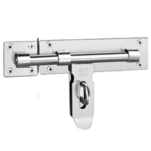 304不锈钢插销门栓明装老式大号防盗门挂锁免打孔木门固定门锁扣