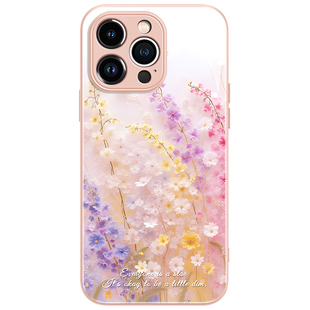 小清新花朵适用苹果17手机壳新款16promax镜头全包iPhone14时尚文艺13奢华潮牌15pro液态玻璃12简约plus女款x